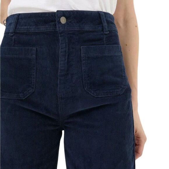 Fat Face NWT Blue Keswick Cord Trousers Wide Leg Front Patch Pockets Size 6R - Picture 6 of 11